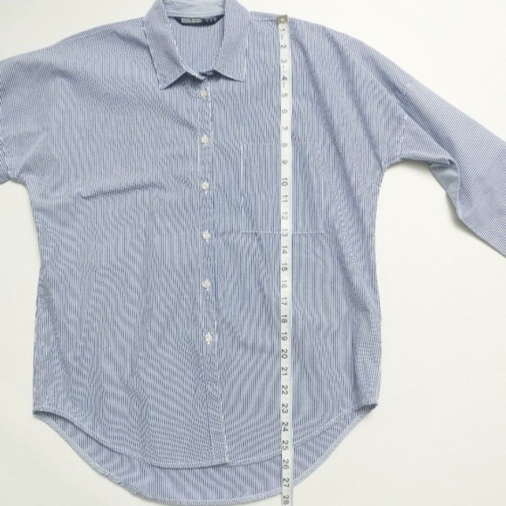 Zara Basic Striped Button Down W/ Floral Blouse - image 4